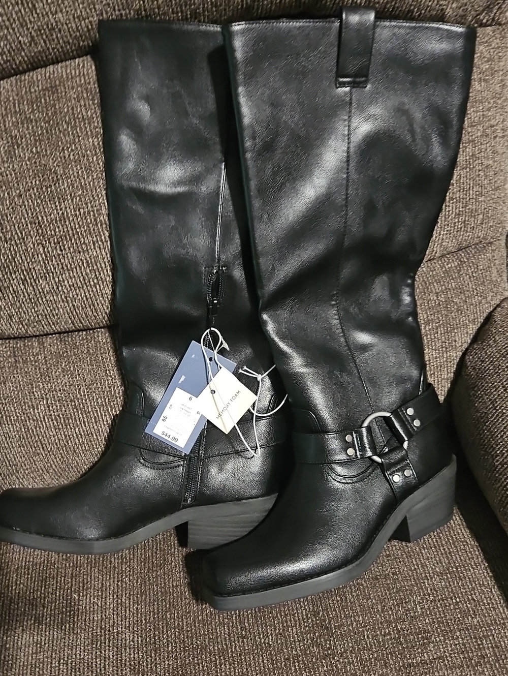 NWT Universal Threads Black Mid-Calf Harness Boots - Women's. Memory Foam. Sz 6